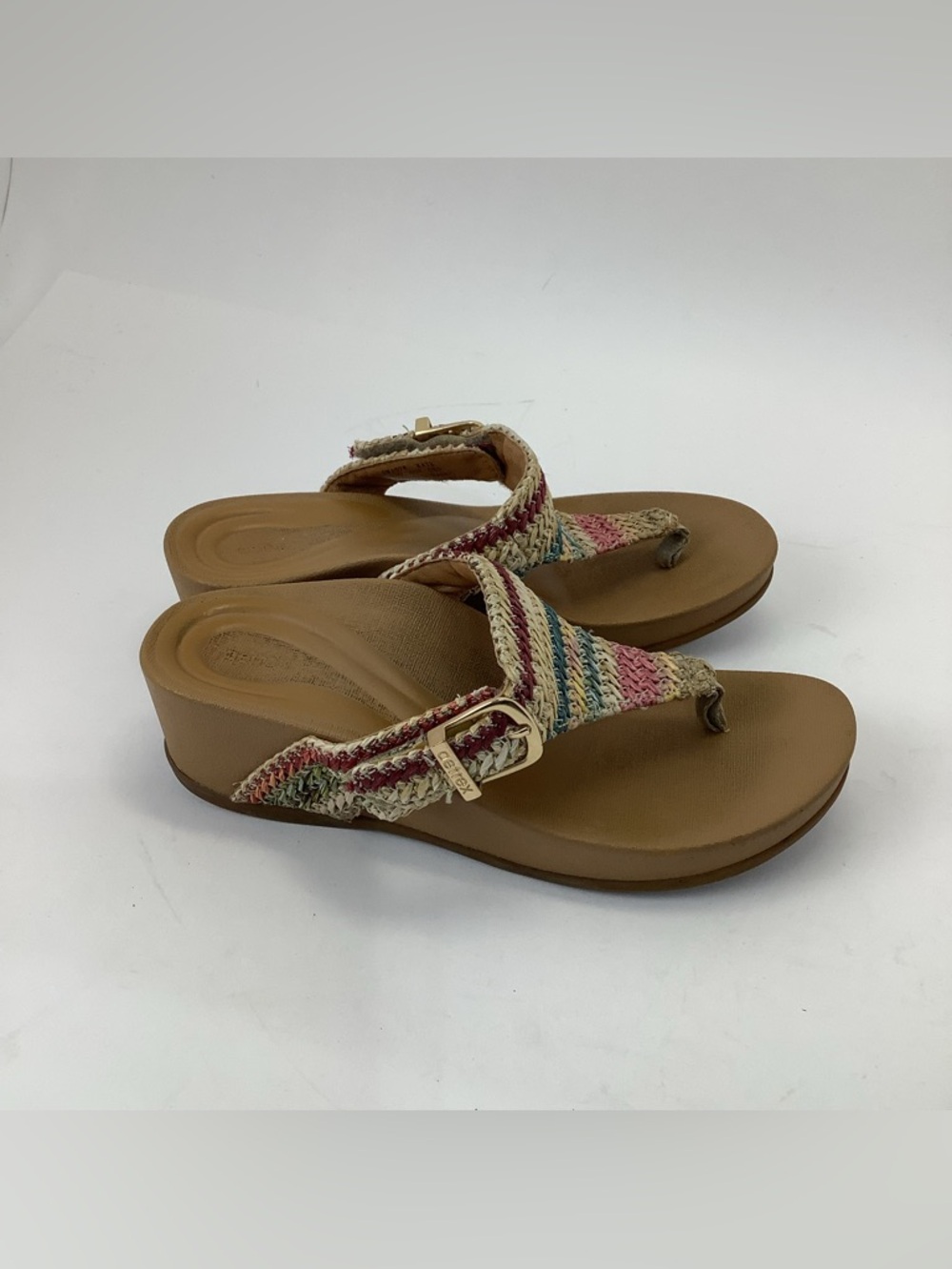 Aetrex Kate Women's Wedge‎ Arch Sandals with Multicolor Braided Straps size 7